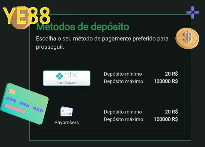 O cassino YE88bet oferece uma grande variedade de métodos de pagamento